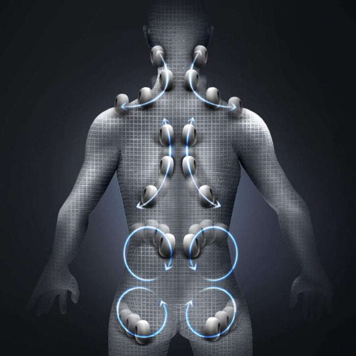 Diagram of a human body with energy pathways on a dark background
