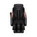 Black massage chair with brown accents on a white background