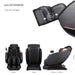 Massage chair with leg extension feature, showing adjustable leg extension and dimensions.