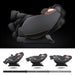 Black massage chair with rose gold accents on a black background