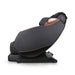 Black massage chair with rose gold accents on a white background