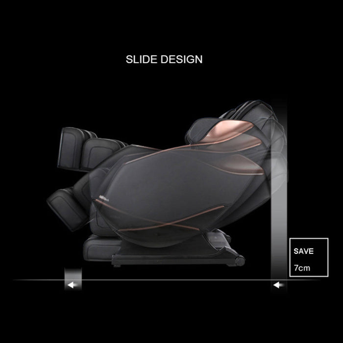 Massage chair with slide design feature on a black background