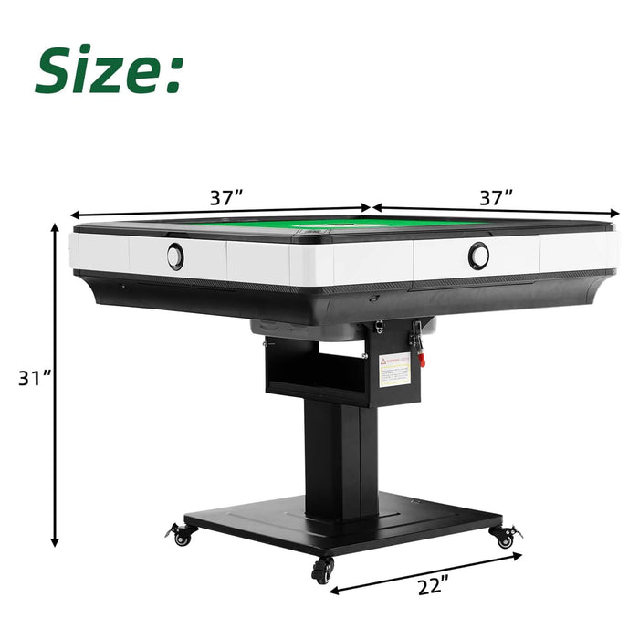 Dimensions of a gaming table with dimensions labeled on a white background