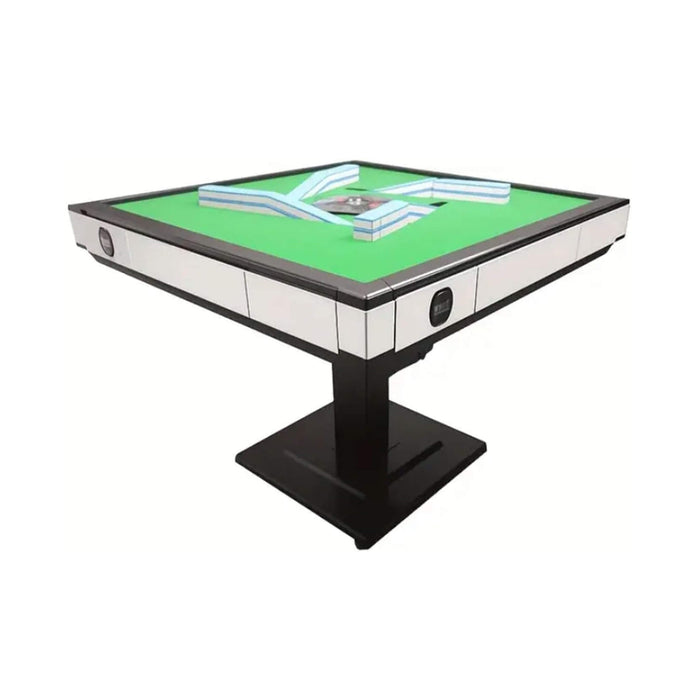 Multigame table with air hockey and pool table features on a white background