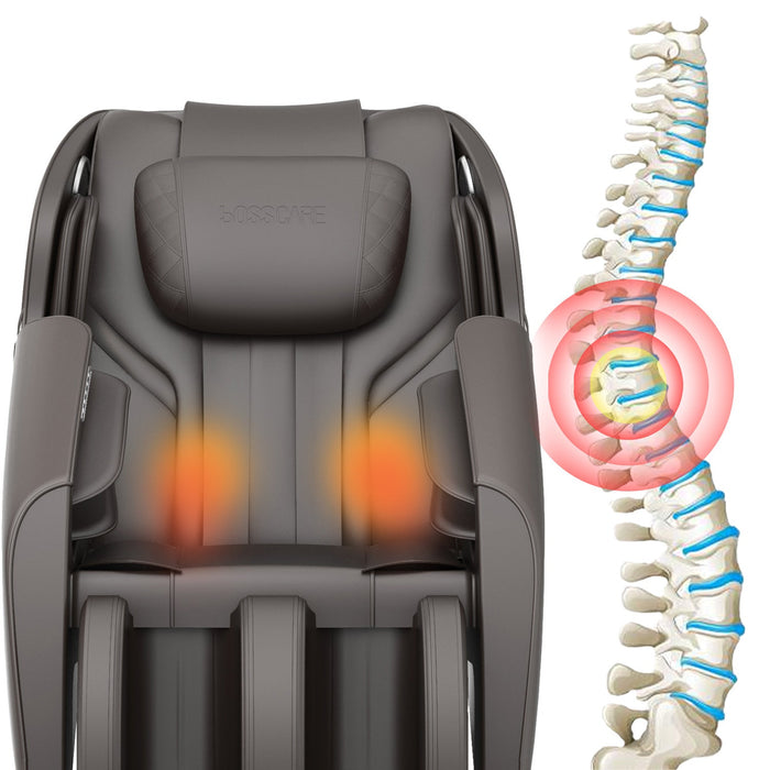 Massage chair with massage points and a diagram of a spine on a white background