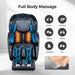 Massage chair with massage modes displayed on a white background