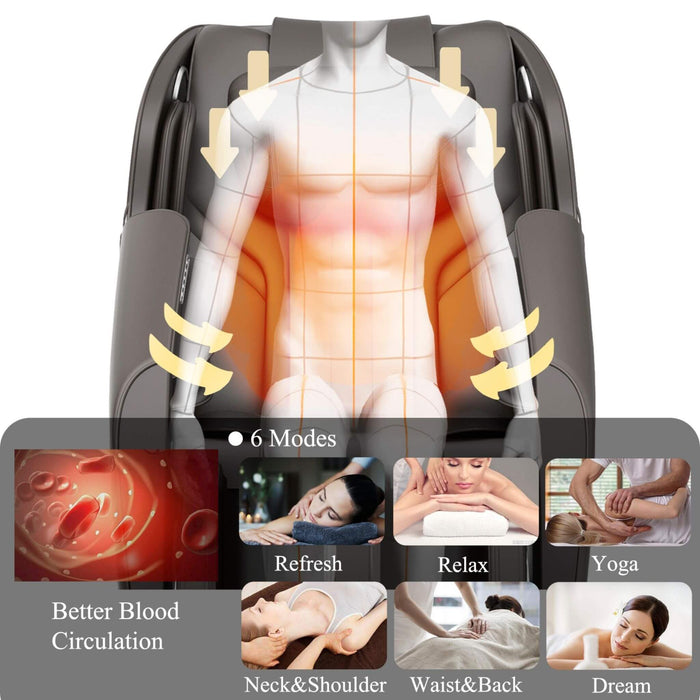 Massage chair with highlighted massage points and modes on a white background