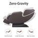 Zero-gravity massage chair with illustrations of its three modes on a white background