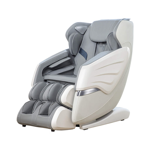 Gray and white massage chair on a white background