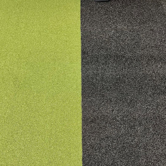 Two textured surfaces, one green and one black, side by side.