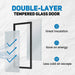 Double-layer tempered glass door with insulation benefits on a textured white background