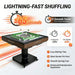 Card game table with lightning-fast shuffling feature and speed comparison on a white background