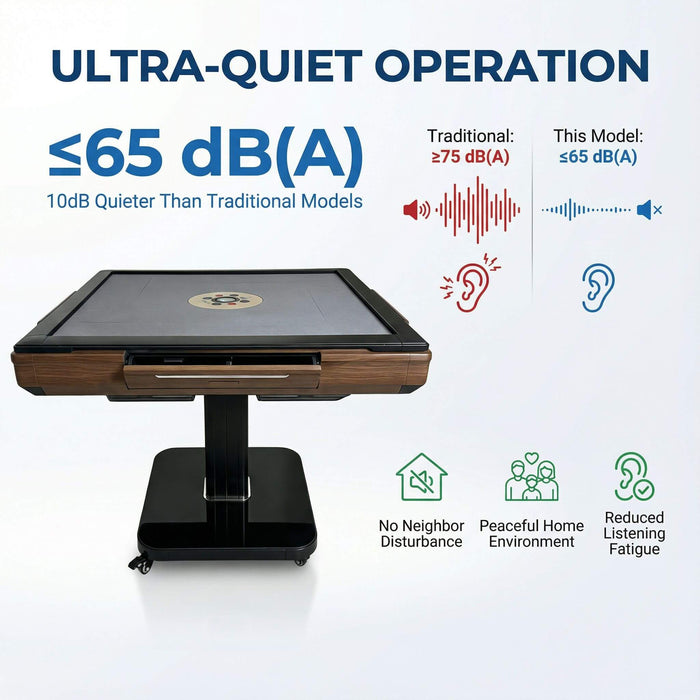 Electronic gaming table with ultra-quiet operation features on a white background