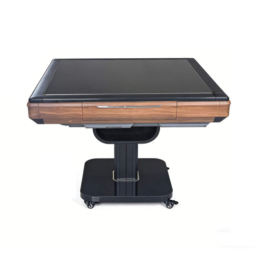 Black and wood grain gaming table on a white background