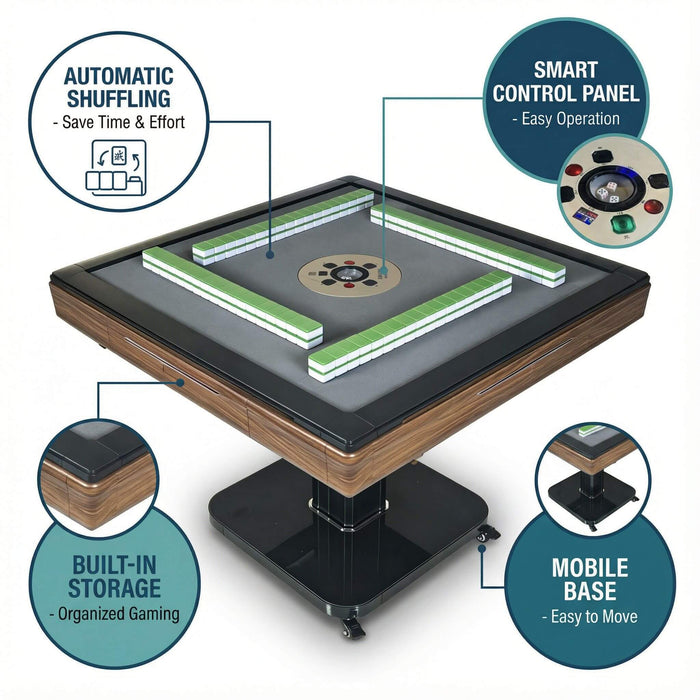 Gaming table with features highlighted on a white background