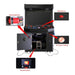 Diagram of an arcade machine with labeled components on a white background