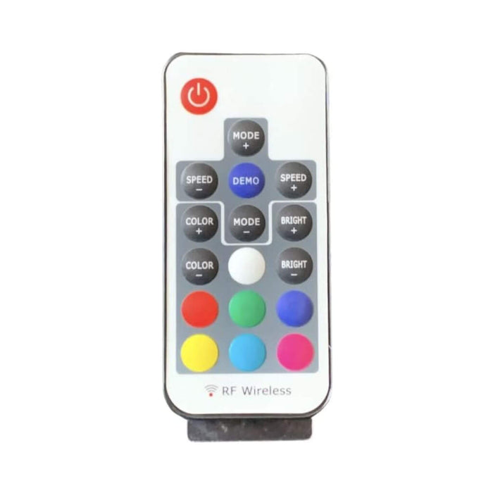 Remote control with color buttons on a white background