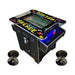 Classic arcade machine with two stools on a white background