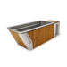 Wooden hot tub with metal exterior on a white background