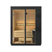 Wooden sauna with black frame on a white background