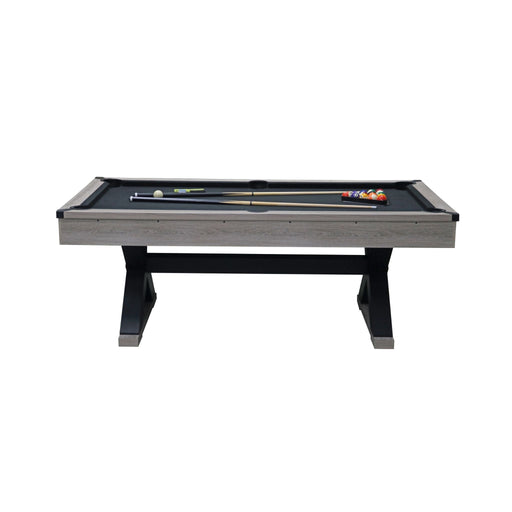 Pool table with accessories on a white background