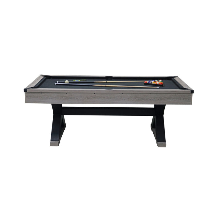 Pool table with accessories on a white background