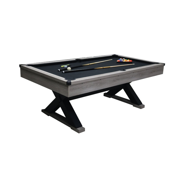 Pool table with cues and balls on a white background