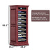 Wine cooler with dimensions and weight information displayed on a white background