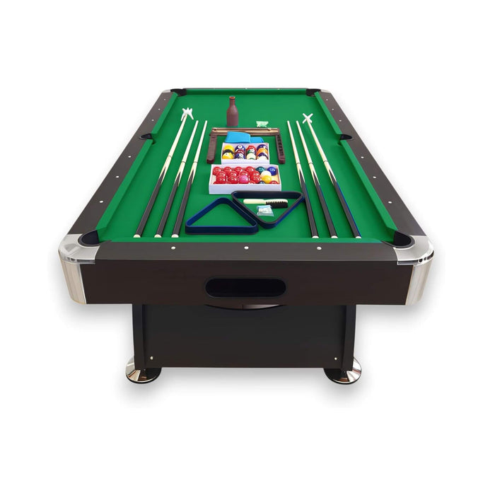 Pool table with accessories on a white background