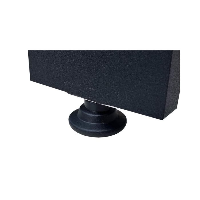 Black adjustable foot on a white background