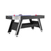 Air hockey table with red and blue pucks on a white background