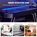 Air hockey table with text about indoor recreation game, family fun, stress relief, and gifting.