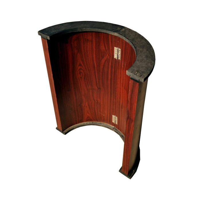 Wooden arch with a dark brown finish on a white background