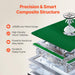 Smart composite structure with features listed on a beige background