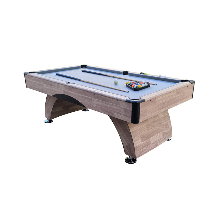 Pool table with cues and balls on a white background