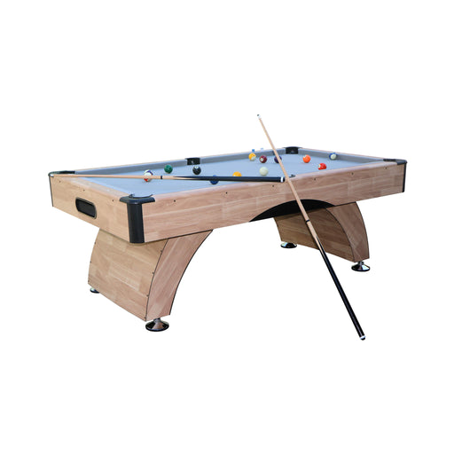 Pool table with cues and balls on a white background