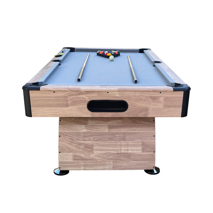 Pool table with cues and balls on a white background