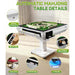 Automatic Mahjong table with features highlighted on a white background