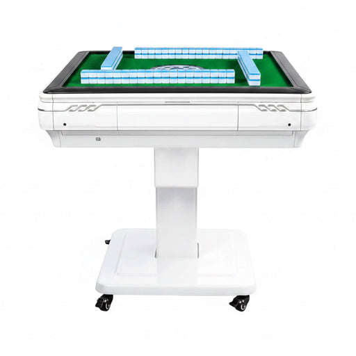 White electronic gaming table with green playing surface on a white background