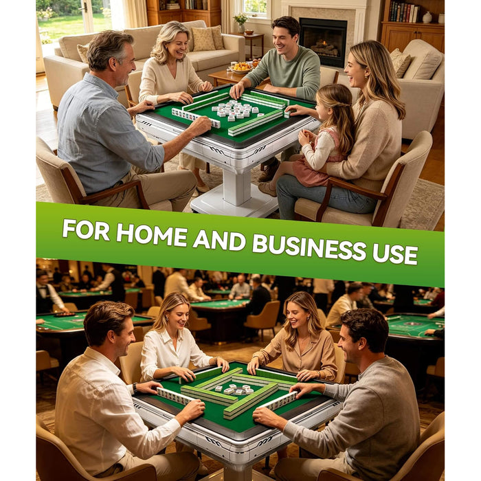Family playing dominoes in a living room with text 'For Home and Business Use'.