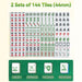 Set of 276 Mahjong tiles with green border and product features.