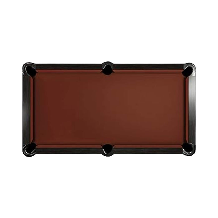Brown pool table with black border on a white background