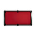 Red pool table with black border on a white background