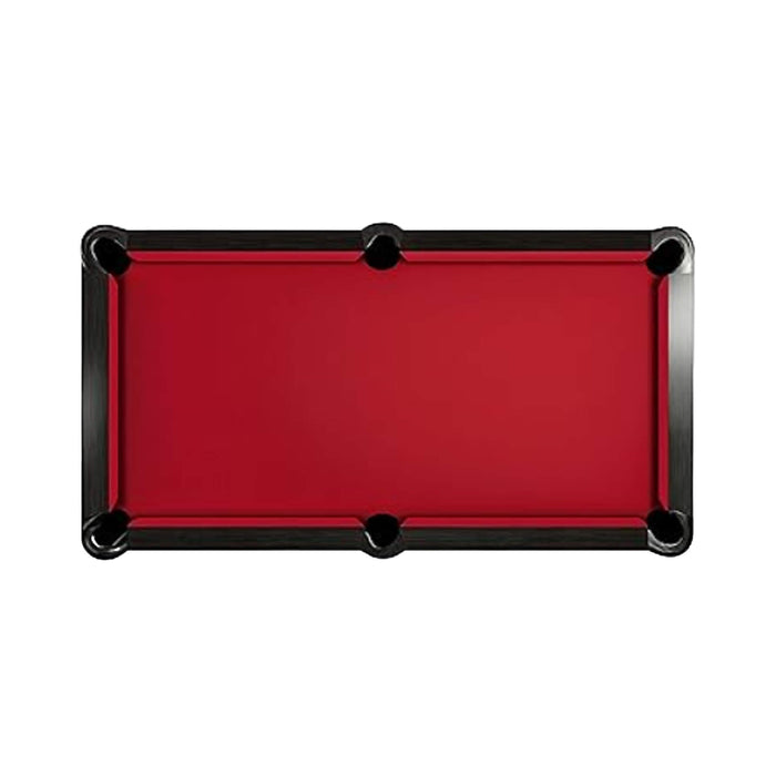 Red pool table with black border on a white background