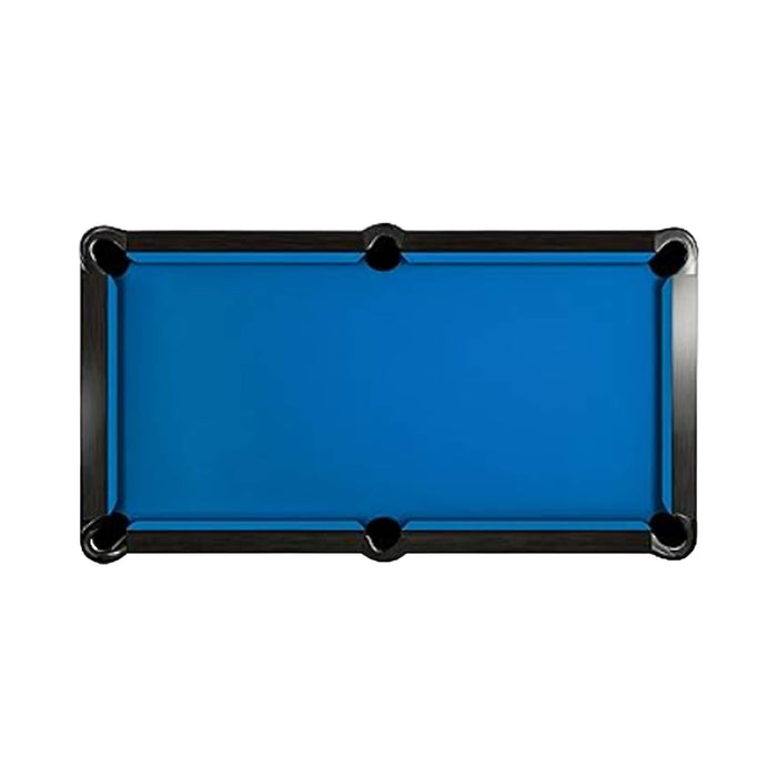 Blue pool table with black frame on a white background