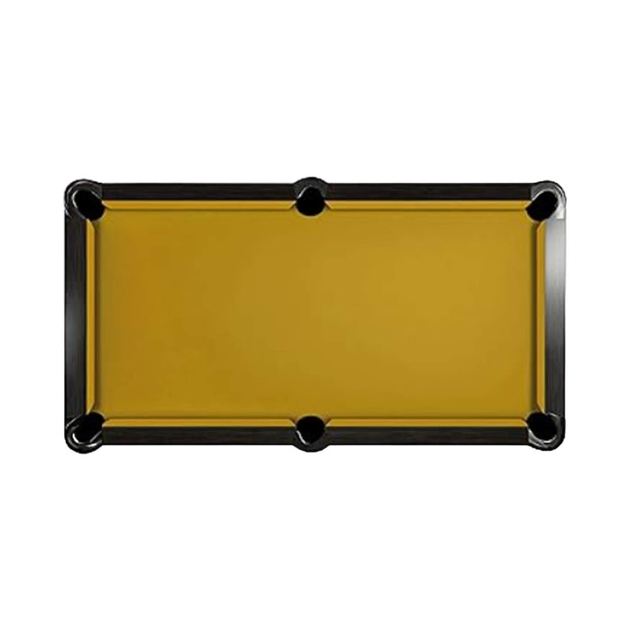 Yellow pool table with black legs on a white background