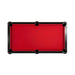 Red pool table with black border on a white background