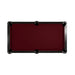 Maroon pool table with black border on a white background