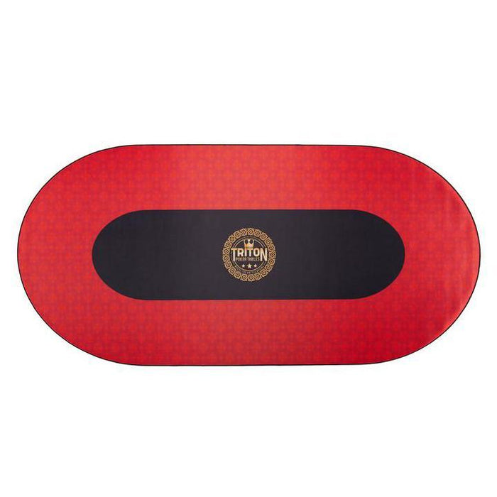 Red and black oval mat with Triton logo on a white background