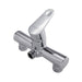 Chrome faucet handle on a white background